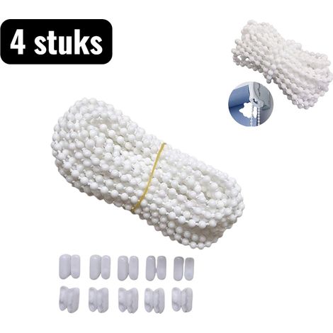 Lot de 4 chaînes pour rideaux de 10 m avec 10 curseurs et perles en POM 4,5 x 6 mm pour stores verticaux et stores enrouleurs blanc (1/5)