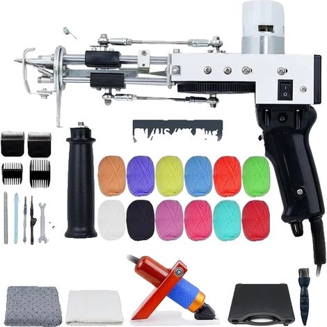 Pistolet à tufting électrique, fonctionnalité polyvalente, efficacité accrue, Ensemble Noir 2 (1/2)