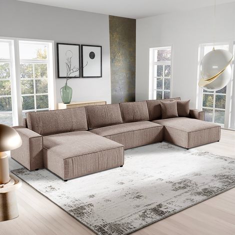 U-Sofa 5-sitzig umbaubar Truhe Isaac Cord Taupe (1/5)