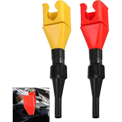 Set of 2 fuel funnels, flexible, collapsible petrol funnels, long-necked plastic motor oil funnels, draining tool for motorcycles and cars, coolant (1/5)