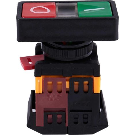 Interrupteur à bouton-poussoir momentané 5X AC 220V avec voyant jaune MARCHE/ARRÊT (1 NO, 1 NF) (1/5)