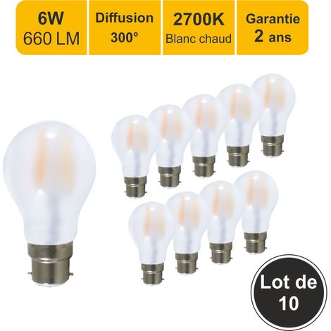 [JAMAIS UTILISÉ] Lot de 10 ampoules LED filament B22 6W 660Lm 2700K - garantie 2 ans (1/5)