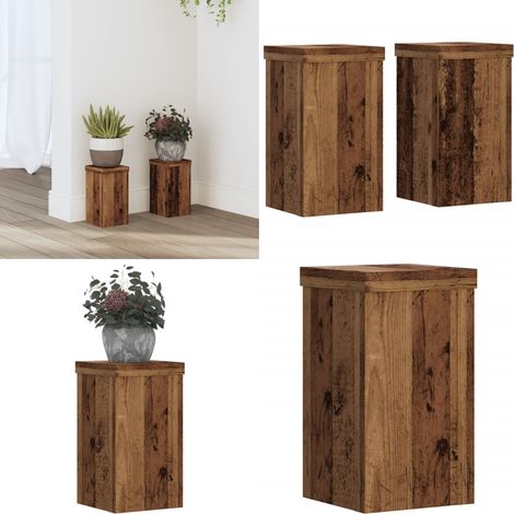 Pflanzenständer 2 Stk. Altholz-Optik 10x10x18 cm Holzwerkstoff - Holzwerkstoff - Altholz (1/5)