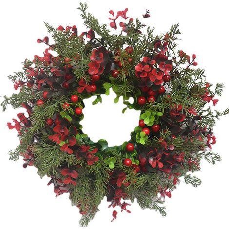 Eosnow Weihnachtskranz, künstliche rote Beeren, Eukalyptus, Dekoration für Wohnzimmer, Wand