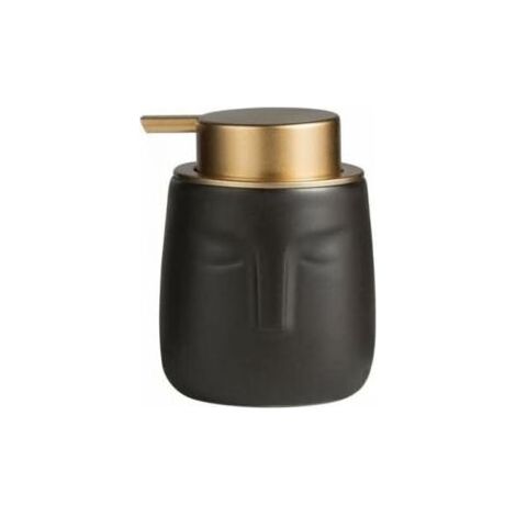 (Noir) Distributeur de savon moderne, bouteille en céramique en forme de visage avec pompe dorée antirouille, distributeur de lotion décoratif pour salle de bain ou cuisine (1/5)