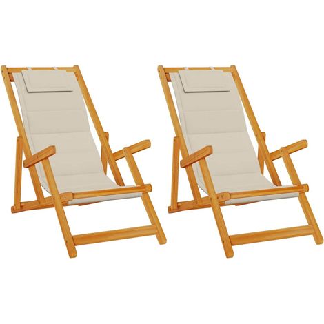 Maison Exclusive - Sedia da spiaggia 2 pcs Marrone Legno di Acacia Massello