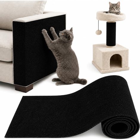 Griffoir Chat Canapé, Protection Canape Chat Anti Griffe 200 x 40 cm, Griffoir pour, Facile à Couper,Meubles,Murs,Sisal et Moquette (Noir) (1/5)