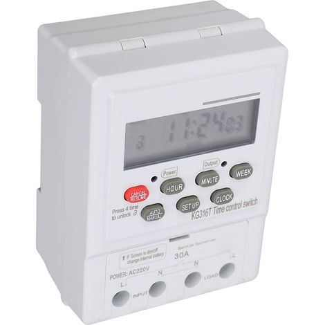 Interrupteur horaire programmable 7 jours, minuteur numérique automatique 220V 30A, plage 1 min à 168 h, pour appareil domestique (1/5)