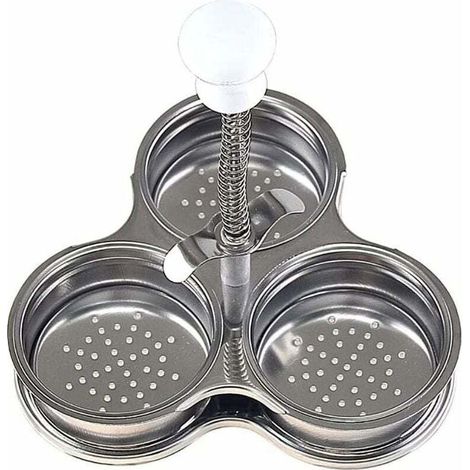 Cuiseur à œufs pochés à trois grilles en acier inoxydable, moule à œufs pochés,coquetiers pochés en acier inoxydable antiadhésif avec trous pour accessoires de cuisine -1615.46.4cm-1pc (1/4)