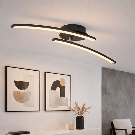 Plafoniera a LED moderna luce diurna plafoniera plafoniera soggiorno, nero  -opaco, design asta, 1x LED 12W 1000Lm 3000  -6000K, LxPxH 59x12x11 cm