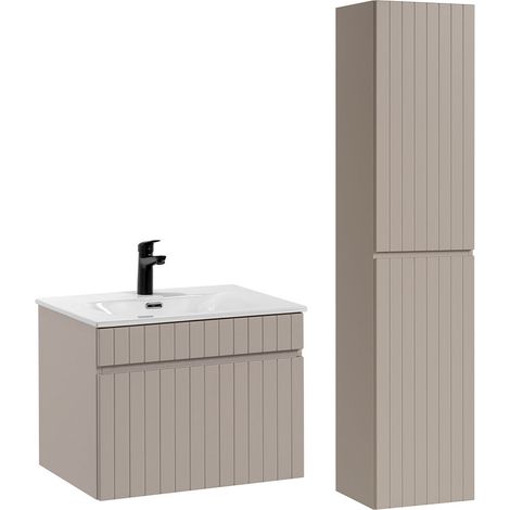Waschtisch und Hängesäule 60cm Zelie mit 1 Schublade, Kaschmir (1/5)