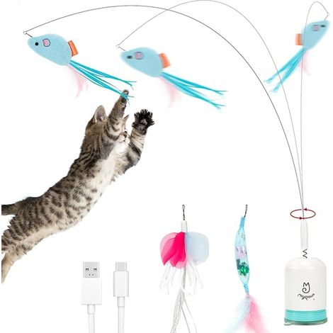Jouet interactif automatique pour chat avec ventouse fil flexible et conception pliable jouet rechargeable pour chat pour chats d'intérieur (1/5)