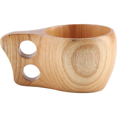 Mug portable en bois pour thé/café, bois naturel, pour une utilisation en extérieur, avec poignée (1) (1/5)