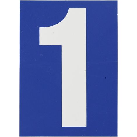 Targa adesiva numero civico 1 - 65X90mm - blu, pannello adesivo in pvc, finitura mat - THIRARD