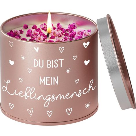 Duftkerze Lavendel mit Spruch "Mein Lieblingsmensch" Sojawachs Roségold 50h Brenndauer