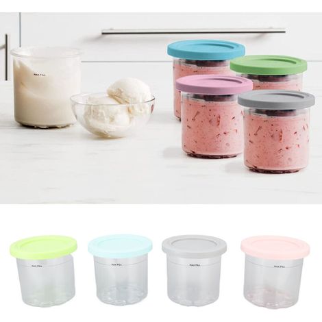 [Conteneurs Réutilisables pour Sorbet et Crème Glacée] pour NC299AMZ NC300s Series [4 Pièces ABS/PC] Bleu Gris Vert Rose 600ml