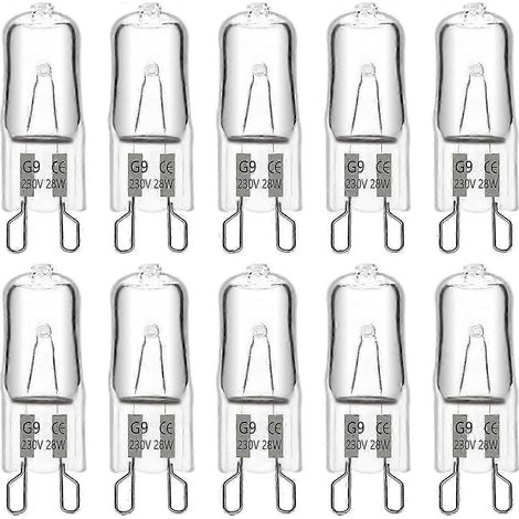 G9-Halogenlampe, 28 W, 230 V, 370 lm, warmweiß (2700 K), dimmbar, G9-Kapsellampen, 10er-Packung