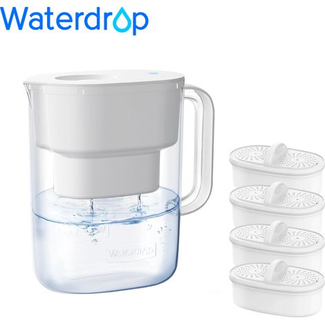 Waterdrop Lucid Water Filter Jug with 1 x 90 Day Filter, 3.5 L, Reduces Limescale, Chlorine, Lead, Copper in Water, NSF Certified, BPA-Free, White (With 4 Litre Filters) (1/5)