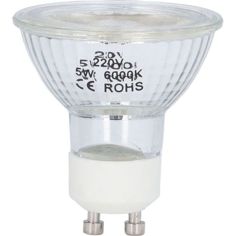 Ampoule LED GU10 5W COB Dimmable, Lumière Blanche Pure 6000K, Spot Éclairage pour Bureau et Chambre, 220V (1/5)