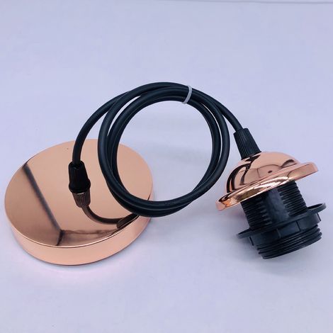 Rose Gold E27 Pendant Lamp Holder,E27 Pendant Hanging Lamps Accessory with Cable Lamp Base,Hanging L (1/5)