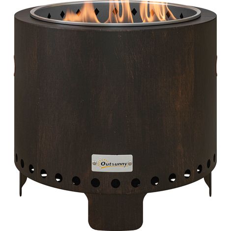 Brasero foyer tonneau à feu résistant aux intempéries 45 x 45 x 42 cm noir bronze
