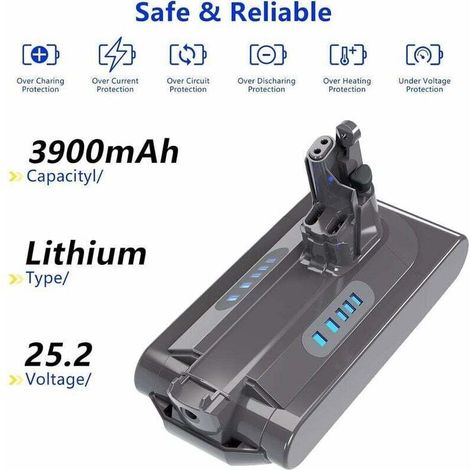 Batterie de remplacement pour aspirateur Dyson V10 - 25,2V - 3900mAh - V10 Animal SV12 - V10 Absolute - V10 Motörhead - V10 Fluffy - V10 Total Clean (1/3)