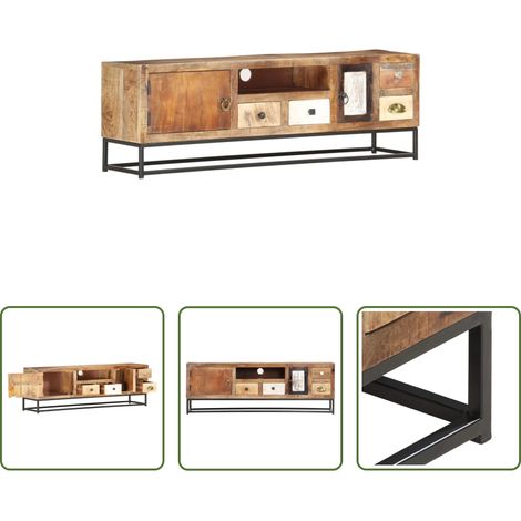 vidaXL Meuble industriel -  Meuble TV 120 x 30 x 40 cm Bois de récupération massif (1/5)