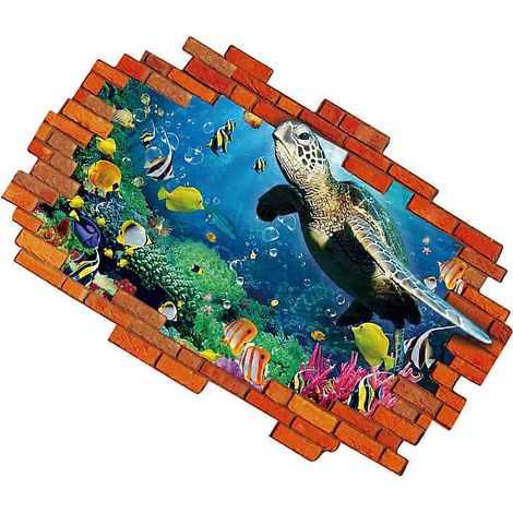 Sticker mural 3D « Sous la mer » unique, compatible avec la décoration murale en PVC. (1/5)
