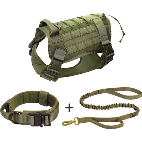 Filiyano-Harnais tactique pour chiens de races moyennes à grandes, gilet ajustable avec système MOLLE, harnais de service durable de qualité militaire (1/5)