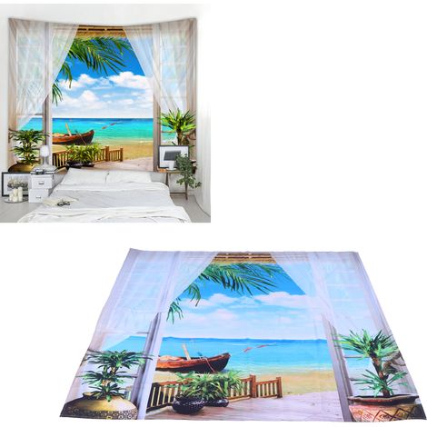 Wandteppich aus Polyester mit Landschaftsmuster, 150 x 150 cm – Gewebte Wanddekoration für Wohnzimmer, Schlafzimmer oder Balkon (1/5)