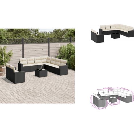 Salon de jardin 10 pcs avec coussins noir résine tressée - Ensemble Salon De Jardin - Meuble De Jardin - Jardin Design - Mobilier Exterieur - Chaise Lounge (1/3)