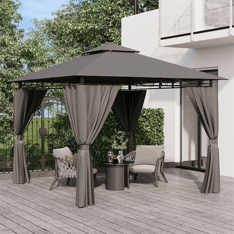 Fuleadture Tonnelle de jardin, 3 x 3 m, abri de jardin extérieur, tonnelle de camping, structure métallique, pergola d'extérieur pour 4 à 6 personnes. (1/5)