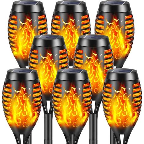 Solar-Flammenleuchten für den Außenbereich, Solar-Fackelleuchten, IP65 wasserdichte Solar-Gartenleuchten, Solar-Fackelleuchten für Dekoration, Garten, Terrasse, Wege (8 Stück) [Energieeffizienzklasse] (1/5)