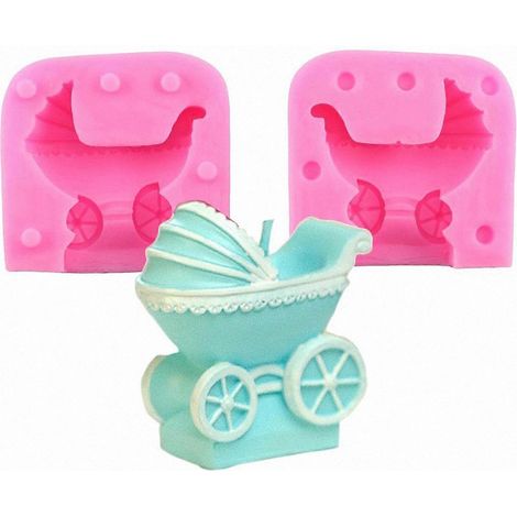 Moule à Savon 3D Artisanal en Forme de Poussette pour Bébé - Idéal pour Pâtisserie et Fondant (1/4)