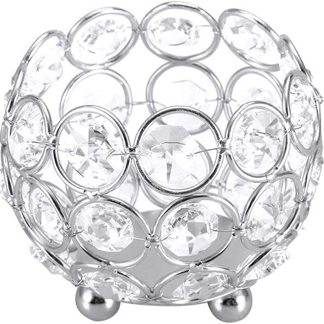 Eosnow Bougeoirs en cristal pour bougies chauffe-plat, décoration de mariage, centres de Table (diamètre argenté 8cm)