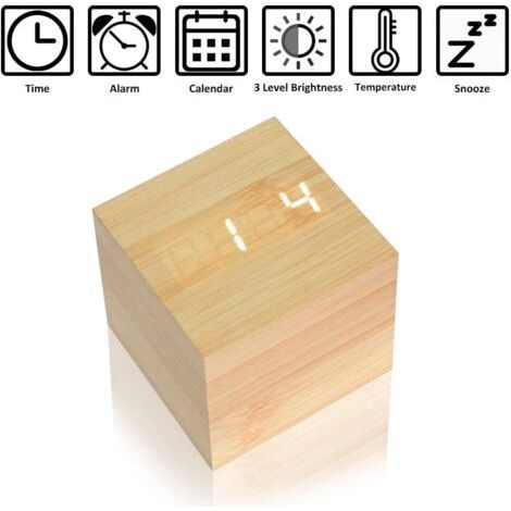Sveglia Digitale Mini con Display Tempo/Temperatura, 3 Livelli di Luminosità e Controllo Vocale, Perfetta per Casa e Viaggio (1/4)