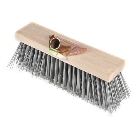 Tête de balai cantonnier en bois avec fibre en PVC - Gris et beige - L 32 cm - Livraison gratuite
