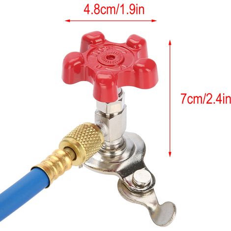 Flexible de recharge fluide frigorigène R134a raccord bidon gaz perce-bidon 90cm 1/4 SAE pour réfrigérants R502 R12 R22 (1/5)