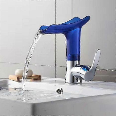 Lavabo en cuivre avec robinet cascade eau chaude/eau froide pour salle de bain, meuble vasque, robinet d'évier (1/5)