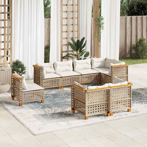 Salon de jardin avec coussins 8 pcs beige résine tressée vidaXL (1/5)