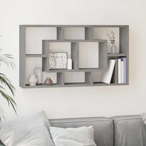 vidaXL Estantería de pared con 8 compartimentos gris hormigón (1/5)