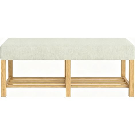 Banco zapatero con almacenaje abierto y cojín beige 120 x 44 x 48 cm HOMVRA (1/5)