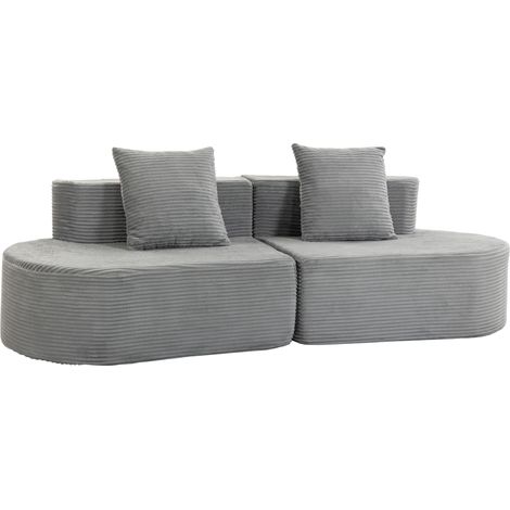 Sofa 3 Sitzer, aus Stoff, hellgrau, 245 × 86 × 82 cm, Polyester, Schaumstoff, 15,5 kg (1/5)
