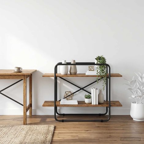 vidaXL Bookshelf 2-Tier 100 x 35 x 70 cm PB Oak Wood (1/5)