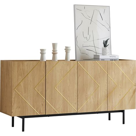 ELVMI Madia con 4 Ante e Ripiani Regolabili, Piedi da 18 cm, per Soggiorno o Sala da Pranzo, 160x40x78 cm (1/5)
