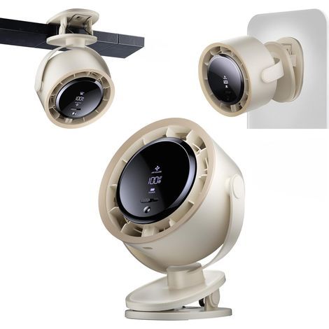 Leiser Clip-Ventilator mit 100-stufigem Drehschalter, geräuschloser Digitalanzeige, tragbarer Ventilator für Büro, Schlafzimmer, Küche, Zuhause, Outdoor (1/5)