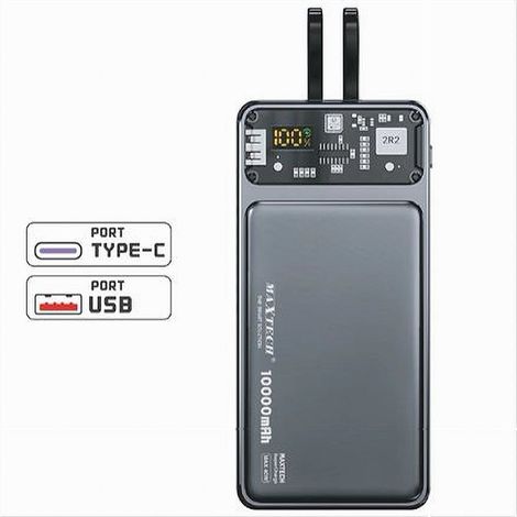 MaxTech - Power Bank Caricabatteria Portatile 10000 Mah Supercharge Pd Type-c Usb Pa-tm016 - (1/2)