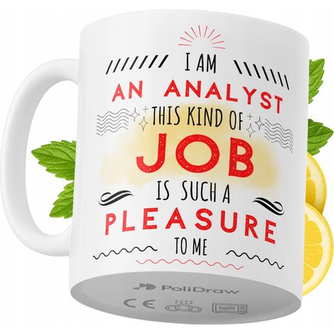 Tazza per analista, divertente e umoristica, con grafica e testo divertenti, ideale per compleanni, onomastici e festività. Tazza premium per occasioni speciali, per casa, ufficio, lavoro, caffè, bian (1/5)