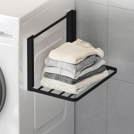 Étagère magnétique pour machine à laver, étendoir à linge, accessoire de machine à laver pour sèche-linge, 40,5 x 25 cm, organiseur pour serviettes, cintres, linge sale (noir) (1/5)