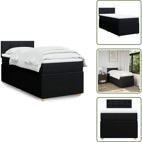 Boxspringbett mit Matratze Schwarz 90x190 cm Stoff - Boxspringbett - Boxspringbetten - Bett - Schlafzimmermöbel (1/5)